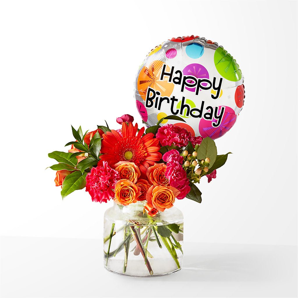 Fiesta Bouquet with Birthday Balloon – Greater Wichita Flower Shop, Wichita KS