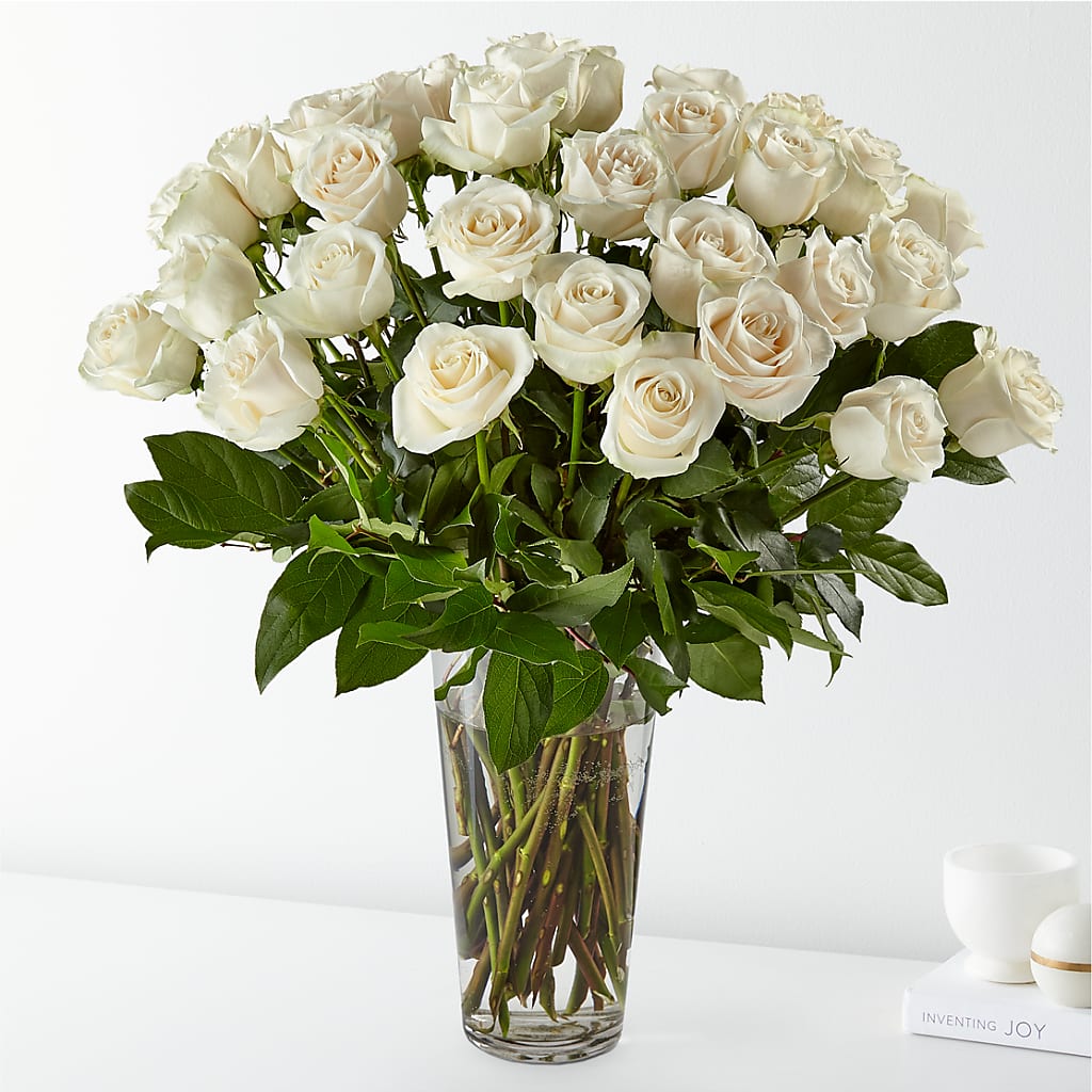 Long Stem White Rose Bouquet – Greater Wichita Flower Shop, Wichita KS