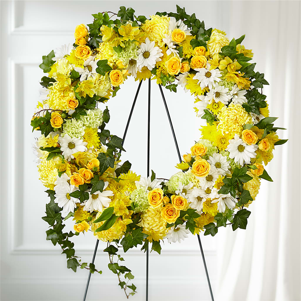 Golden Remembrance Wreath – Greater Wichita Flower Shop, Wichita KS