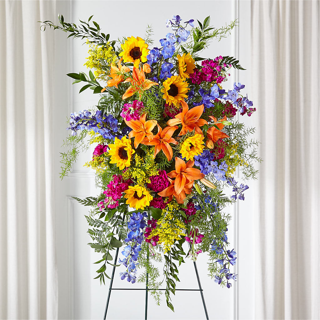 Sunlit Memories Standing Spray (Standard) – Greater Wichita Flower Shop, Wichita KS
