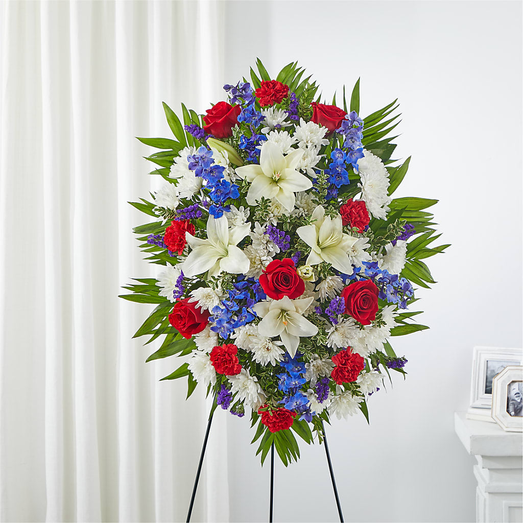 Cherished Service Standing Spray – Greater Wichita Flower Shop, Wichita KS