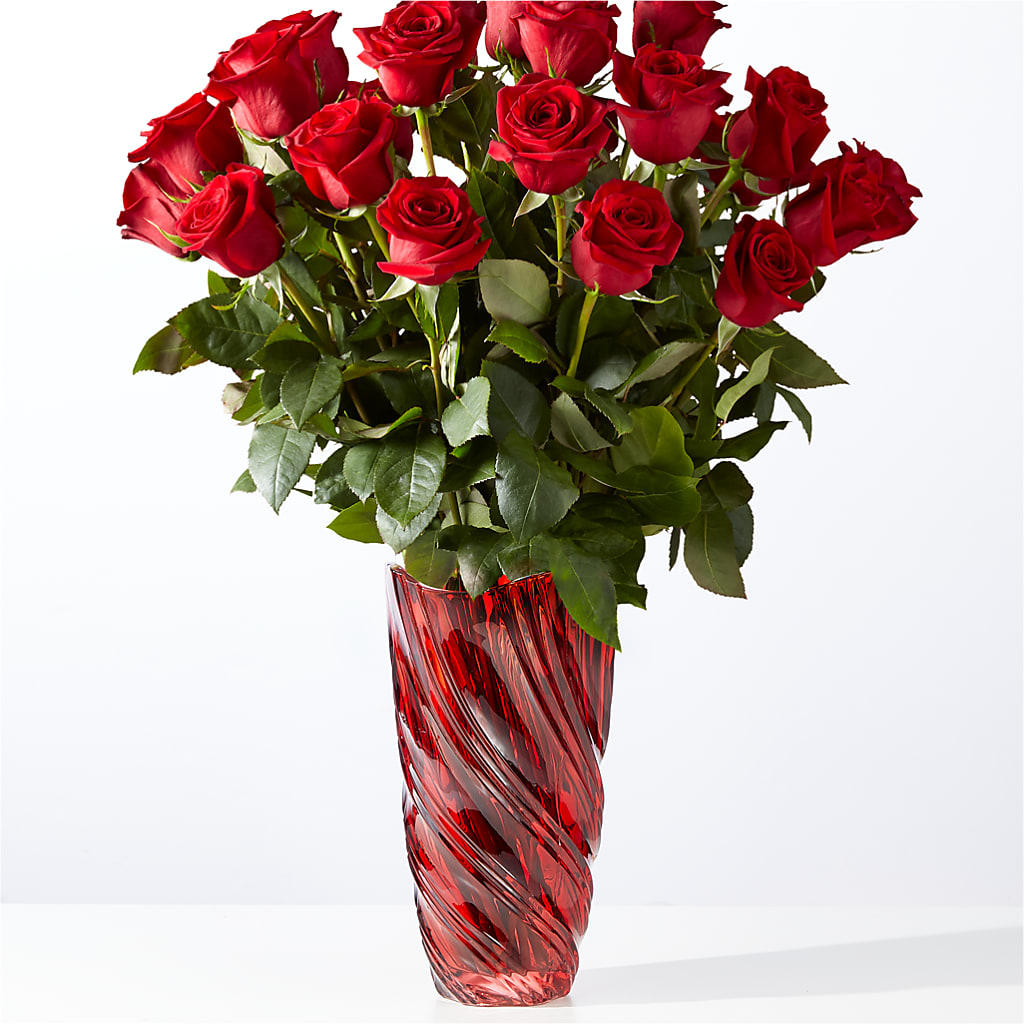 Classic Love Red Rose Bouquet with Luxe Swirl Vase – Greater Wichita Flower Shop, Wichita KS