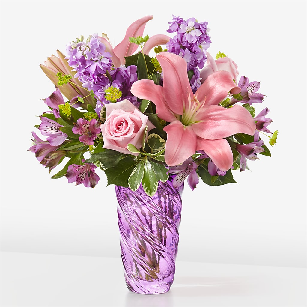 Precious Petals Bouquet with Luxe Swirl Vase – Greater Wichita Flower Shop, Wichita KS