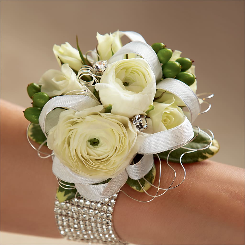White Wedding Corsage – Greater Wichita Flower Shop, Wichita KS