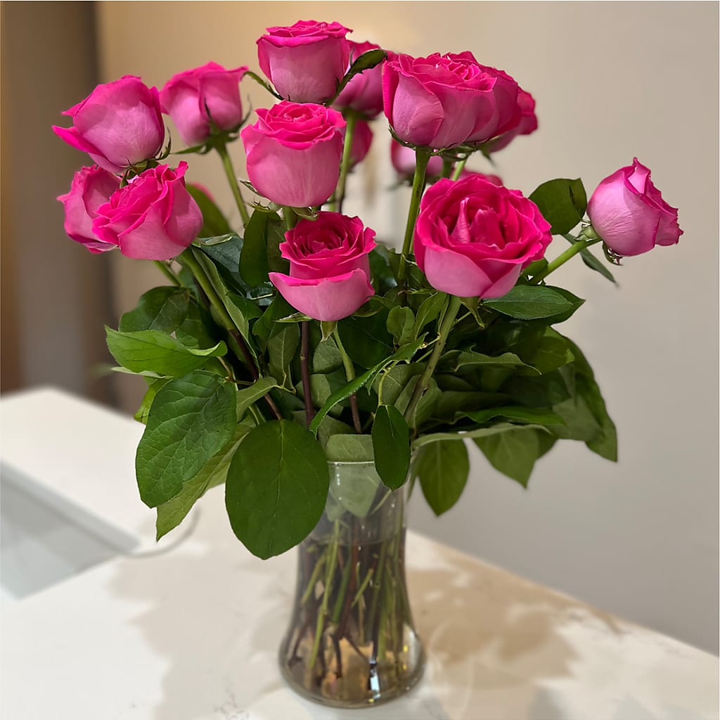 Long Stem Pink Rose Bouquet –  Greater Wichita Flower Shop, Wichita KS