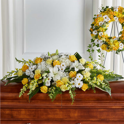 Golden Harmony Casket Spray –  Greater Wichita Flower Shop, Wichita KS