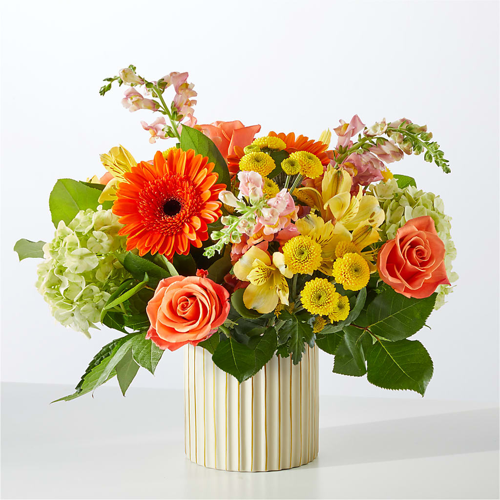 Autumn Sunshine Bouquet with Ivory Vase –  Greater Wichita Flower Shop, Wichita KS