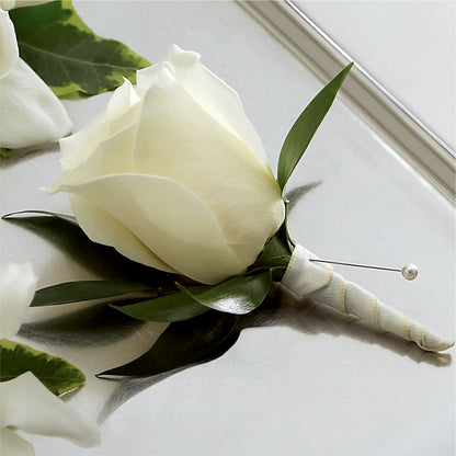 White Rose Boutonniere –  Greater Wichita Flower Shop, Wichita KS